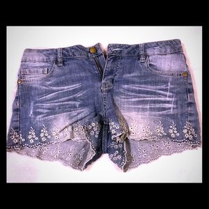 Forever 21 Embroidered Jean Shorts